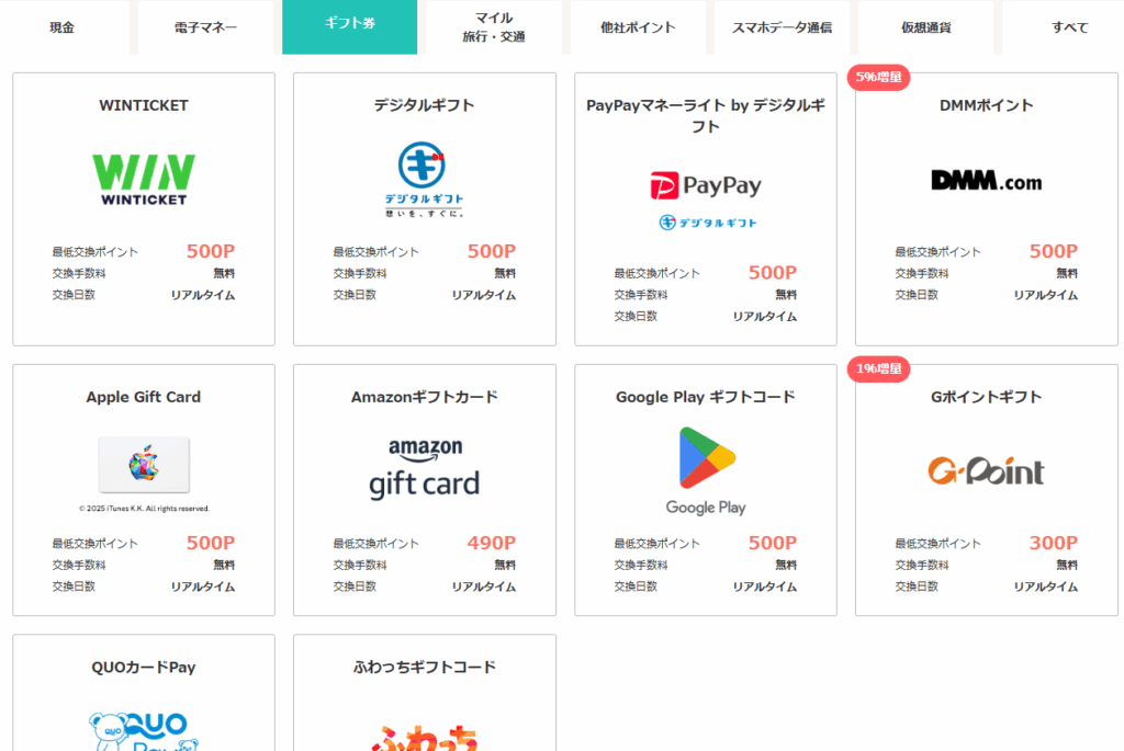 現金以外のおすすめ交換先